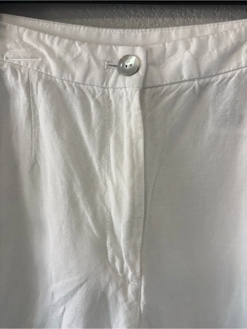 H&M White Linen Blend Wide Leg Pants Women’s Size 4 High Rise Summer